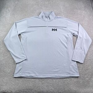 Helly Hansen Sweater Mens 2XL Gray Quarter Zip Pullover Lightweight Hiking